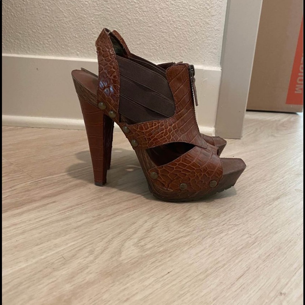 Brown leather heels